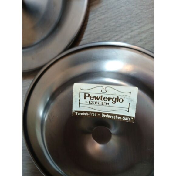 Oneida pair vintage pewter candlesticks handles 6"X1" - Picture 3 of 3